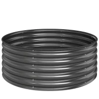 Outsunny Hochbeet, Verzinkter Pflanzkübel mit Sicherheitsrand, Pflanzbox mit offenem Boden, 120 x 120 x 43 cm, Dunkelgrau(m-1)