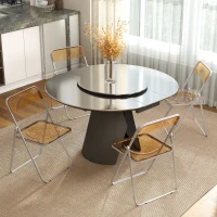 HOMCOM Lot de 4 chaises pliantes en acrylique et acier, chaises pliantes portables pour maison, salle à manger, oranges(m-10)