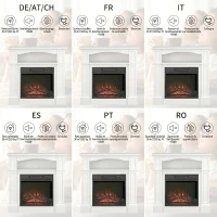 HOMCOM Șemineu Electric cu Efect de Flacără LED Reglabil 1800 W, Telecomandă, Timer și Raft Integrat, Alb(m-8)