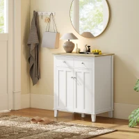 HOMCOM Buffet de cuisine meuble de rangement pour chambre, salon bureau avec 2 portes 2 tiroirs 76 x 48 x 91 cm blanc(m-8)