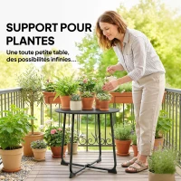 Outsunny Table basse extérieure pour 2 personnes, table de jardin ronde base en X avec structure en métal, Ø 50 x 45,5 cm, noir(m-9)