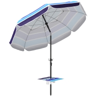 Outsunny Sonnenschirm Strand Ø198 cm UV30+ Strandschirm mit klappbar Tisch Getränkehalter verstellbarer Neigung Mehrfarbig