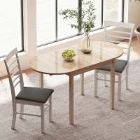 HOMCOM 4-6 Person Wooden Drop-Leaf Table - Natural Finish(m-2)