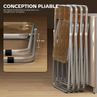 HOMCOM Lot de 4 chaises pliantes en acrylique et acier, chaises pliantes portables pour maison, salle à manger, oranges(m-5)