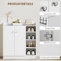 HOMCOM Schuhschrank Schuhkommode Schuhregal, 4 Regale. 1 Schrank, 83 cm x 30  cm x 90 cm, Weiß(m-6)