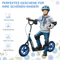 AIYAPLAY Kinderroller, höhenverstellbarer Tretroller für Kinder, mit Bremse, Ständer, 2 Räder, Stahl, Blau(m-7)