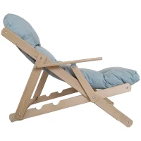 HOMCOM Fauteuil Chaise de Salon Pliable et inclinable en Bois Fauteuil Relax Confortable avec Coussin capitonné épais(m-10)
