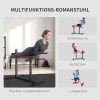 SPORTNOW Bauch- & Rückentrainer, Aktiviert Muskeln, 6 Beinrollenpositionen, Seitliche Griffe, Stahlrahmen(m-4)