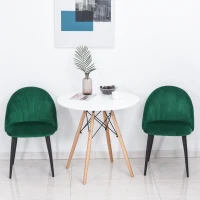 HOMCOM Lot de 2 chaises de Salle à Manger Chaise de Cuisine Velours Pieds métal vert dim. 52L x 54l x 79H cm(m-7)