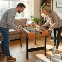 HOMCOM Mini babyfoot, table de baby-foot, en MDF, 22 joueurs, 2 balles, 2 panneaux de scores, 84,5L x 40l x 61,2H cm(m-2)