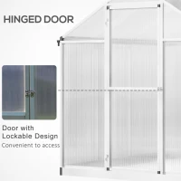 Outsunny Gewächshaus aus Aluminium und Polycarbonat in 4,6 m², Maße 2,42L x 1,9B x 1,95H m, Lüftungsfenster, Tür mit Riegel(m-5)