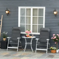Outsunny Lot de 2 chaises de jardin pliantes fauteuil d'extérieur avec dossier haut inclinable multipositions accoudoirs(m-10)