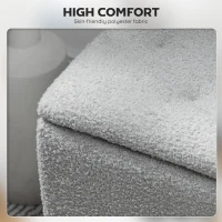 HOMCOM Sitztruhe, Sitzbank mit Stauraum, bis 120kg, Samtoptik, 95x38x45cm, Grau(m-6)
