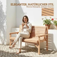 Outsunny 2-Sitzer Gartenbank aus Holz, Lattenbank mit Arm- und Rückenlehne, Outdoor-Möbel für Balkon, Terrasse, Garten(m-7)