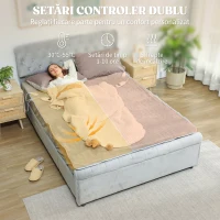 HOMCOM Pătură Electrică 160x140 cm cu 5 Nivele de Căldură și 2 Telecomenzi, din Pile și Poliester, Gri(m-5)