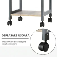 HOMCOM Cărucior de Bucătărie pentru Servire cu Sertar, 2 Rafturi și Tavă Detasabilă, 37x37x76cm, Gri(m-5)