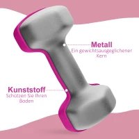 SPORTNOW 2 x 3 kg Kurzhantel-Set, sechseckiges Design, bodenfreundlich, rutschfest, Rosa(m-5)