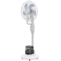 HOMCOM Ventilateur brumisateur 90W, ventilateur sur pied 128cm avec oscillation à 70°, 3 vitesses, réservoir d'eau 3,5L, blanc(m-1)