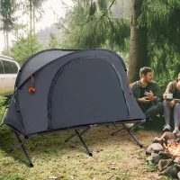 Outsunny Ensemble tente de camping 3 en 1 avec lit de camp 1 personne, tente et 1 matelas gonflable - sac de transport inclus(m-10)