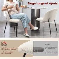 HOMCOM Lot de 2 chaises de salle à manger en velours côtelé, chaises de cuisine avec pieds en acier, 56x58x78cm, crème(m-4)