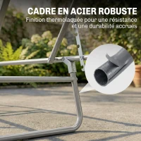 Outsunny Transat Bain de Soleil Pliable Chaise Longue Pliante Grand Confort Dossier Inclinable Multi-positions et Pare-Soleil réglable Dim. 187L x 58l x 36H cm Gris(m-8)