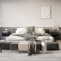 HOMCOM Lot de 2 tables de chevet murales table de nuit tiroir coulissant niche plateau en bois dim. 37L x 32l x 21H cm noir(m-10)