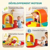 AIYAPLAY Parcours motricité bébé 10PCS, module motricité bébé en mousse EPE avec housse en revêtement PU, multicolore(m-9)