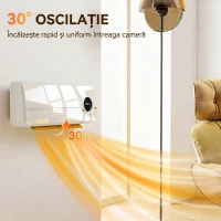 HOMCOM Aerotermă Ceramică 2000W de Perete cu 3 Moduri, Temperatură Reglabilă, Temporizator, Telecomandă, Blocare pentru Copii, Alb(m-6)