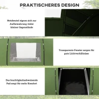 Outsunny Tunnelzelt für 4-6 Personen, Campingzelt mit Tür, Bodenplane, 2000mm wasserdicht Grün(m-6)