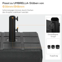 Outsunny Sonnenschirmständer bis 40 kg befüllbar Schirmständer mit Griff, Quadratisch Schirmhalter Schwarz(m-4)