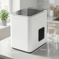 HOMCOM Zelfreinigende tafel-ijsblokjesmachine, compacte ijsbereider met schep en mand, wit(m-3)