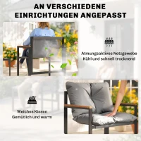Outsunny Bistro-Set für 2 Personen, 3-teiliges Garten-Bistro-Set mit Metallrahmen und dicken Polstern(m-5)