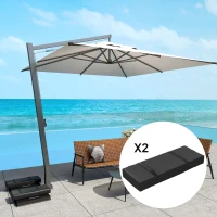 Outsunny Lot de 2 sacs de sable, sac de poids lestés pour parasol, remplissable de 25 kg, avec poignées, 76 x 30 x 11 cm, noir(m-10)