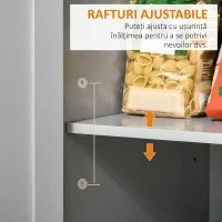 HOMCOM Dulap de Bucătărie Multifuncțional din Lemn cu 2 Sertare, Dulap și 4 Roți, 104x46x91cm, Gri(m-6)