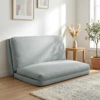 HOMCOM Canapé paresseux chauffeuse convertible pliable en 4 parties, charge 240 Kg, 137,5 x 85,5 x 74 cm, gris clair(m-11)