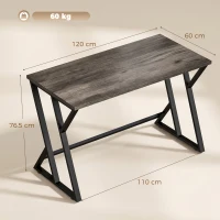 HOMCOM Birou pentru calculator 120 cm, birou în stil industrial cu cadru metalic în formă de Z, masă de lucru pentru birou, gri cu aspect uzat(m-3)