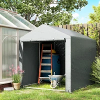 Outsunny Abri de jardin tente de stockage imperméable abri moto porte enroulable fermeture éclair, 160 x 218 x 172 cm, gris clair(m-8)