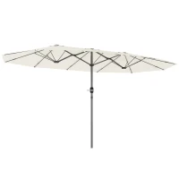 Outsunny Doppelsonnenschirm 436 x 260 cm, UV Schutz Stahl Sonnenschirm mit Handkurbel, oval Beige(m-1)
