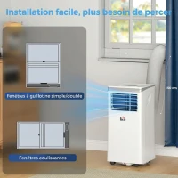 HOMCOM Climatiseur mobile 10000BTU, climatiseur portable 4 en 1 refroidissement déshumidificateur ventilateur mode nuit, blanc(m-8)
