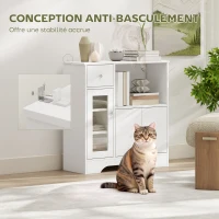 HOMCOM Buffet de cuisine moderne avec porte en verre, tiroir, grande niche et étagères réglables 80 x 30 x 82 cm blanc(m-7)