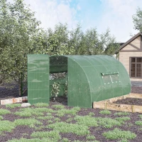 Outsunny Serre de Jardin Tunnel 12 m² 4L x 3l x 2H m Acier galvanisé renforcé + PE Haute densité fenêtres Porte Vert(m-10)