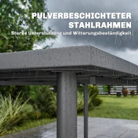 Outsunny Gartentisch 165 x 80 cm für 6 Personen Esstisch mit Lamellen-Tischplatte Stahlrahmen, Rechteckig(m-6)