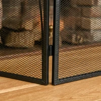 HOMCOM Ecran de protecție pentru șemineu, pliabil în 3 părți, din metal, 108x24x76 cm, negru(m-7)