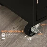 HOMCOM Dulap mobil de bucătărie cu sertar, dulap cu 2 uși, roți și bară laterală, 83x45x91.5cm, negru(m-5)