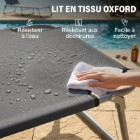 Outsunny Transat Bain de Soleil Pliable Chaise Longue Pliante Grand Confort Dossier Inclinable Multi-positions et Pare-Soleil réglable Dim. 187L x 58l x 36H cm Gris(m-6)