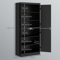 HOMCOM Buffet haut cuisine, armoire de cuisine avec 4 portes à 6 niveaux et étagères réglables, 76 x 40 x 176,7 cm, noir(m-3)
