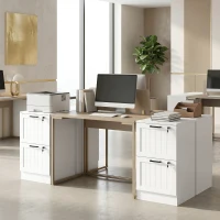 HOMCOM Caisson bureau, meuble rangement bois 2 tiroirs et serrure, barres de suspension réglables, 40 x 40 x 71 cm, blanc(m-8)