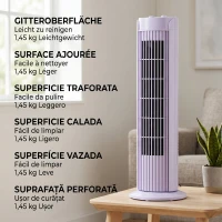 HOMCOM Ventilator turn oscilant de 45W cu 3 trepte de viteză, ventilator coloană din plastic ABS, 27x27x75 cm, alb(m-9)