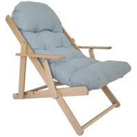HOMCOM Fauteuil Chaise de Salon Pliable et inclinable en Bois Fauteuil Relax Confortable avec Coussin capitonné épais(m-1)
