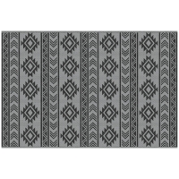 Outsunny Outdoor-Teppich, wasserdicht, doppelseitiges Design, hochwertige Kunststofffaser, schwarz+grau, 182 x 274cm